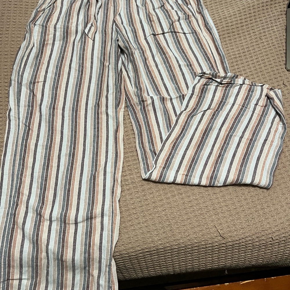 Rewind Brown and Cream Wide Leg Pants
